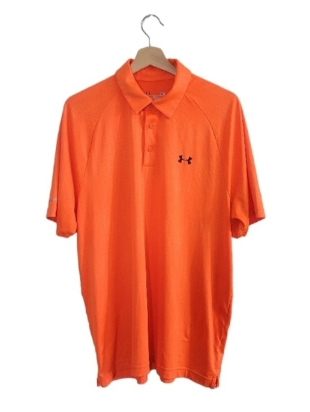 UNDER ARMOUR HeatGear Orange Athletic Polo Size L Mens Golf Loose Fit